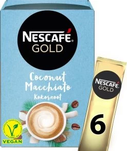 Nescafé Gold Coconut Macchiato Oploskoffie - 6 Doosjes à 6 Zakjes -Koffiedranken 1005x1200