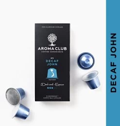 Aroma Club - Nespresso Compatible Capsules (120 St.) - No. 5 Decaf John - Intensiteit 3/5 - Decaf - 100% Aluminium Koffiecups -Koffiedranken 1149x1200