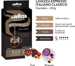 Lavazza Espresso Italiano Classico Gemalen / Filterkoffie - 8 X 250 Gram 10 Lavazza Espresso Italiano Classico Gemalen / Filterkoffie - 8 X 250 Gram -Koffiedranken 1200x1053 1