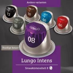 Douwe Egberts Lungo Intens Koffiecups - Intensiteit 8/12 - 10 X 20 Capsules -Koffiedranken 1200x1200