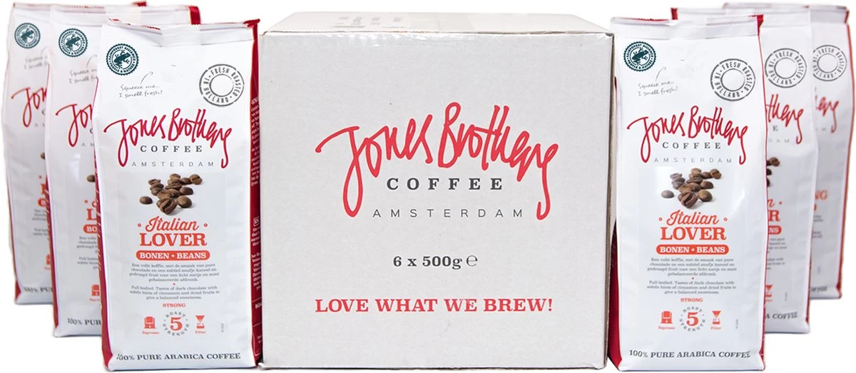 Jones Brothers Coffee Koffiebonen Italian Lover – 6 X 500 Gram 4 Jones Brothers Coffee Koffiebonen Italian Lover – 6 X 500 Gram - Afbeelding 2