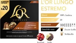 L'OR Lungo Estremo (10) - 10 X 20 Koffiecups -Koffiedranken 1200x678 1