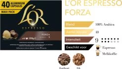 L'OR Espresso Forza Koffiecups - Intensiteit 9/12 - 4 X 40 Capsules 10 L'OR Espresso Forza Koffiecups - Intensiteit 9/12 - 4 X 40 Capsules -Koffiedranken 1200x678