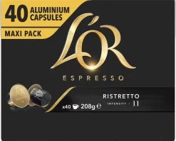 L'OR Espresso Ristretto Koffiecups - Intensiteit 11/12 - 4 X 40 Capsules -Koffiedranken 1200x965 2