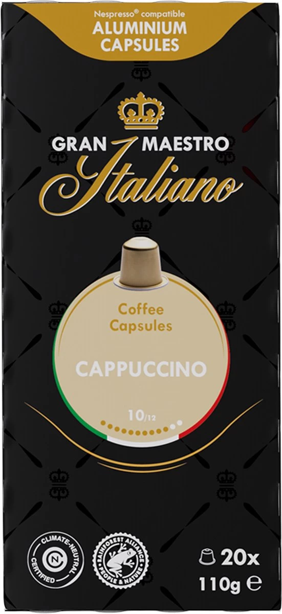 Gran Maestro Italiano - Cappuccino - Koffiecups - Nespresso Compatibel Capsules - Intense Smaak - 6 X 20 Cups 6 Gran Maestro Italiano - Cappuccino - Koffiecups - Nespresso Compatibel Capsules - Intense Smaak - 6 X 20 Cups - Afbeelding 4