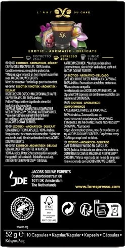 L'OR Espresso Limited Creations Laos Bolaven Koffiecups - Intensiteit 7/12 - 10 X 10 Capsules -Koffiedranken 607x1200 10