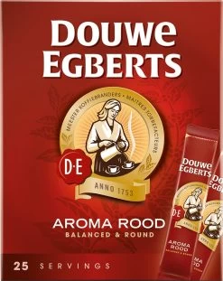 Douwe Egberts Aroma Rood Sticks Oploskoffie - 6 X 25 Zakjes -Koffiedranken 954x1200 1